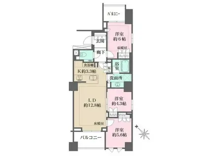 BRILLIA文京西片(3LDK/6階)の間取り写真