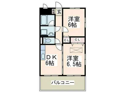 グランドパーシモンII(2DK/1階)の間取り写真