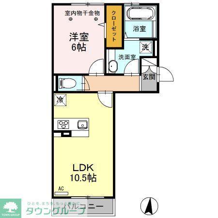 ロイジェントパークス レイクタウン III G(1LDK/2階)の間取り写真
