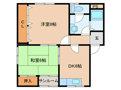 ガーデンヒルG-I(2DK/2階)の間取り写真