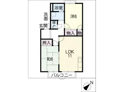 グランドメゾン依佐美 D(2LDK/2階)の間取り写真