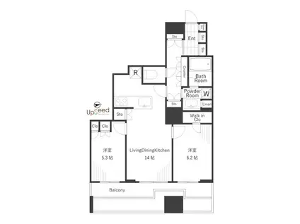 富久クロスコンフォートタワー(2LDK/3階)の間取り写真