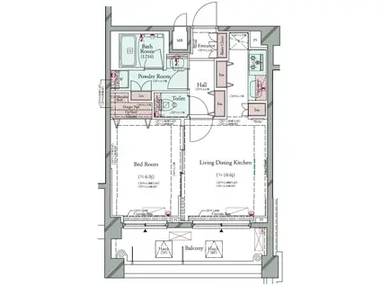 プラシア蒲田 THE GRAND RESIDENCE(1LDK/5階)の間取り写真