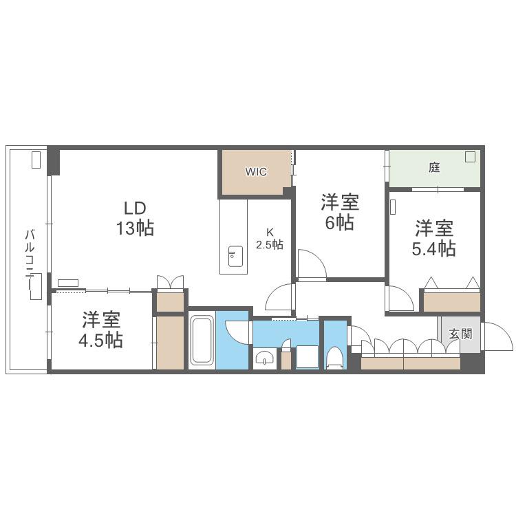 SーRESIDENCE南円山BLAZE(3LDK/1階)の間取り写真