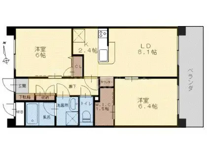オアシスE棟(2LDK/3階)の間取り写真
