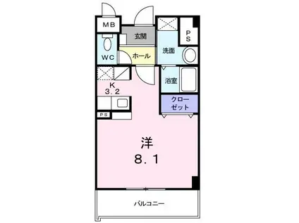 フリーデン(ワンルーム/3階)の間取り写真