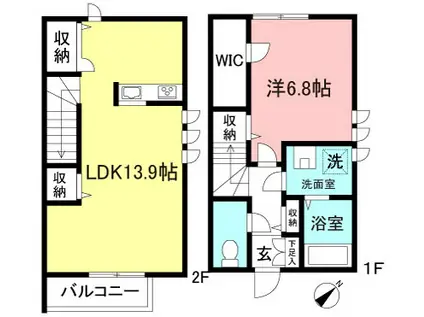 LEGATO(1LDK/1階)の間取り写真