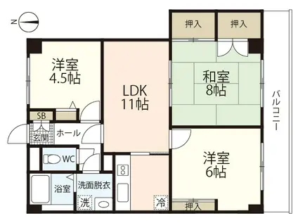 繁美ビル(3LDK/2階)の間取り写真