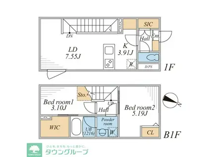 LEGALAND桜新町(2LDK/B1階)の間取り写真