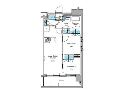 ルフォンプログレ押上イースト(2LDK/3階)の間取り写真