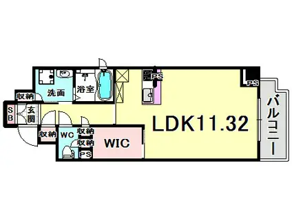 パラッツォロッサ(ワンルーム/3階)の間取り写真