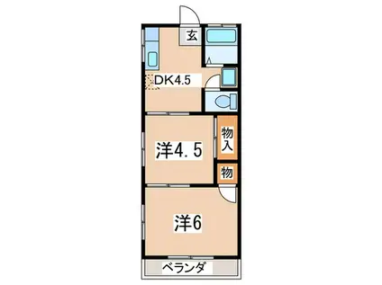 ボンセジュールI(2DK/2階)の間取り写真