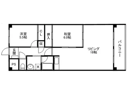 サンセールKATUBE(2LDK/2階)の間取り写真