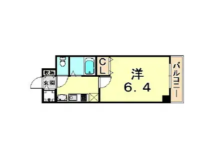 プレサンス三ノ宮駅前プライムタイム(ワンルーム/4階)の間取り写真