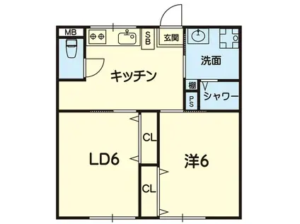 アクアエールステ(2DK/1階)の間取り写真