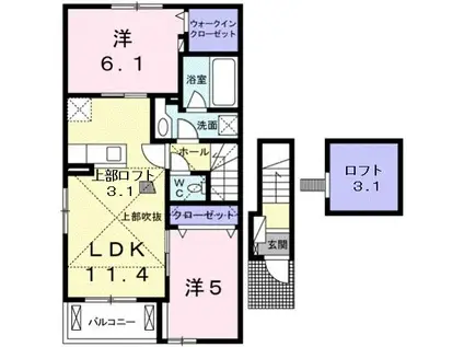 VILLETTA 2 野洲市小篠原(1LDK/2階)の間取り写真