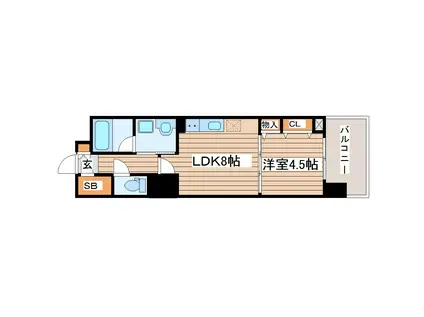 グランカーサ一番町(1LDK/4階)の間取り写真