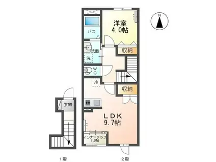 ヴァンベール六番館(1LDK/2階)の間取り写真