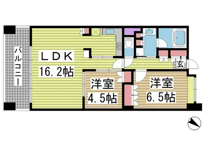 アーバネックス三宮磯辺通(2LDK/12階)の間取り写真