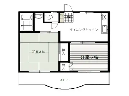 リバーサイド北野(2DK/2階)の間取り写真