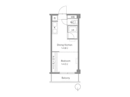 REN永山(1DK/2階)の間取り写真