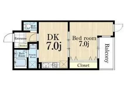 メインステージ甲子園口(1DK/2階)の間取り写真