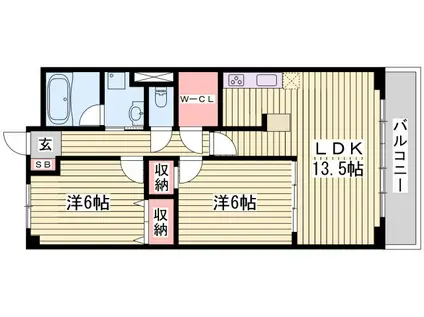 アヴァンセ姫路(2LDK/7階)の間取り写真