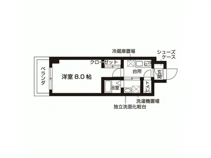 ブラントワール茨木(1K/6階)の間取り写真