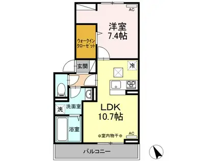 グランテラス紫塚II(1LDK/1階)の間取り写真
