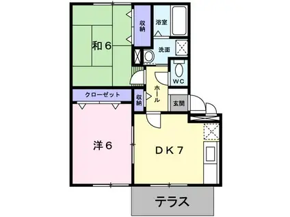 ガーデンハイツC(2DK/1階)の間取り写真