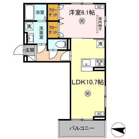 サニーサイド幸町II(1LDK/3階)の間取り写真