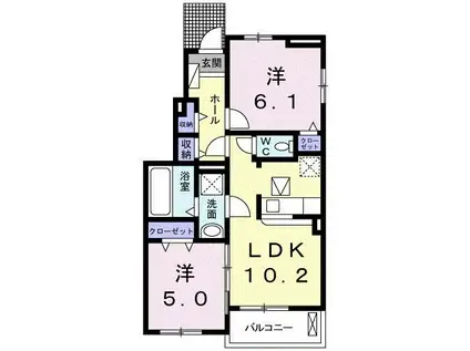 オーロラ アークC(2LDK/1階)の間取り写真