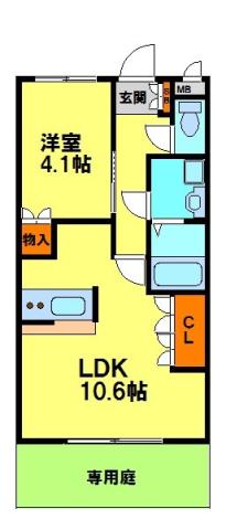ルミナスII(1LDK/1階)の間取り写真