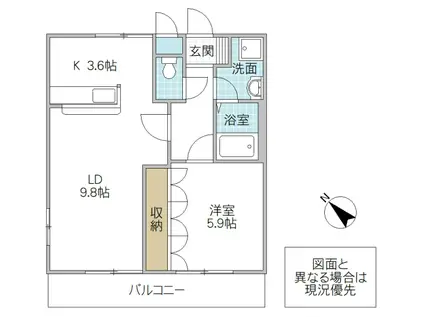 RUINS・HILL(1LDK/2階)の間取り写真