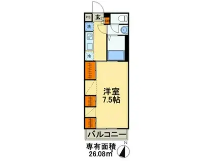 リブリ・ミモザ(1K/2階)の間取り写真