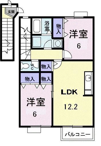 アルコバレーノ B(2LDK/2階)の間取り写真