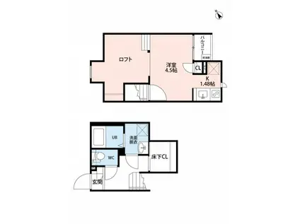 CB春日部アネーロ(1K/1階)の間取り写真