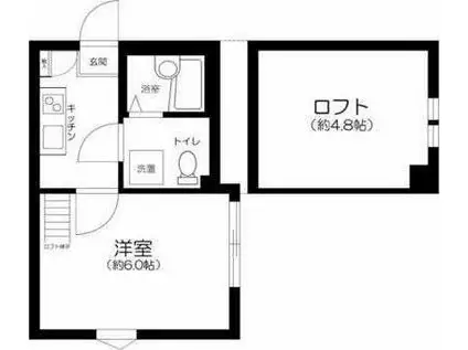 アザーレ・パッシオ栗谷B(1K/2階)の間取り写真