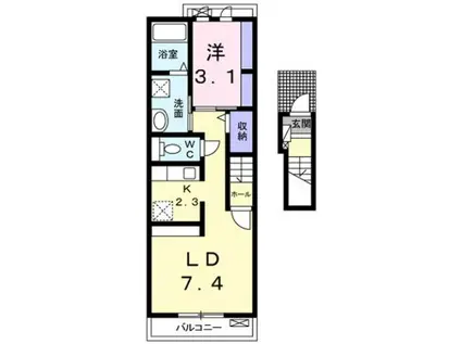 グレイス・ライフ(1LDK/2階)の間取り写真