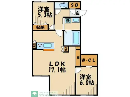 FUENTE.SIII(2LDK/2階)の間取り写真