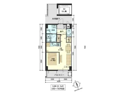 フィオーレ イズミ(1LDK/3階)の間取り写真