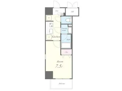 ドゥナーレ辻町(1K/6階)の間取り写真