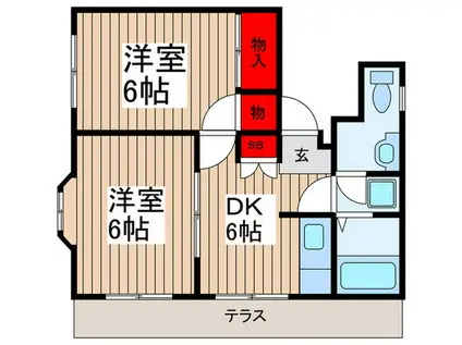 カーサ・アゼリア(2DK/1階)の間取り写真