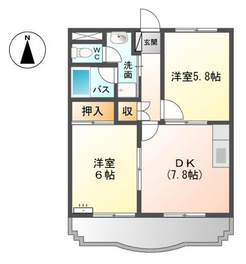 エクセレントT(2DK/2階)の間取り写真