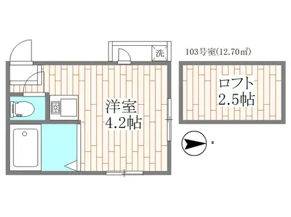 ソレイユ武蔵小金井(ワンルーム/1階)の間取り写真