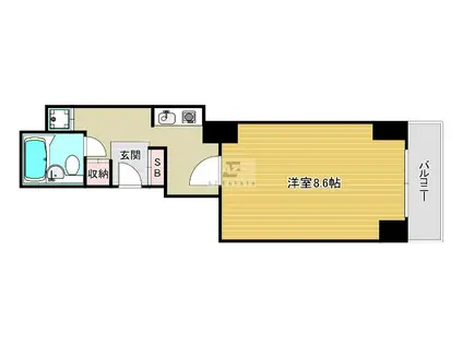 ニューライフ御堂筋本町(1K/9階)の間取り写真