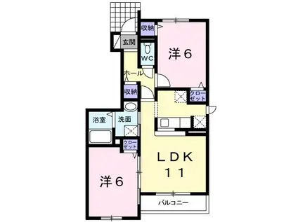 カーサ・アベルト(2LDK/1階)の間取り写真