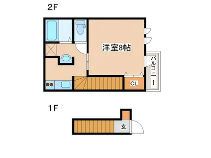 グレースヒルズ古宮(1K/2階)の間取り写真