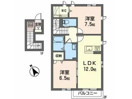 ルケア東雲(2LDK/2階)の間取り写真
