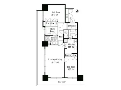 パークタワー芝浦ベイワード アーバンW(2LDK/7階)の間取り写真